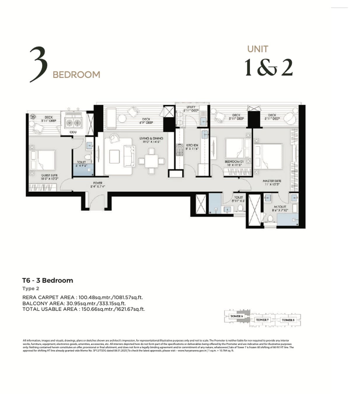 3 BHK floor plan