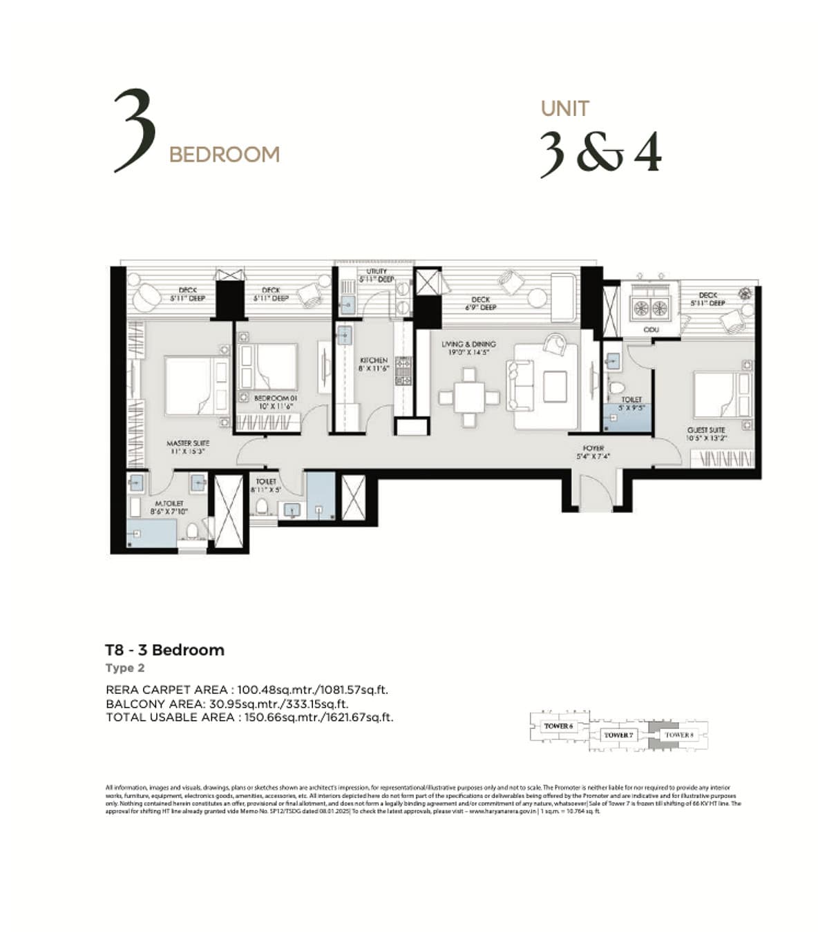 3 BHK floor plan