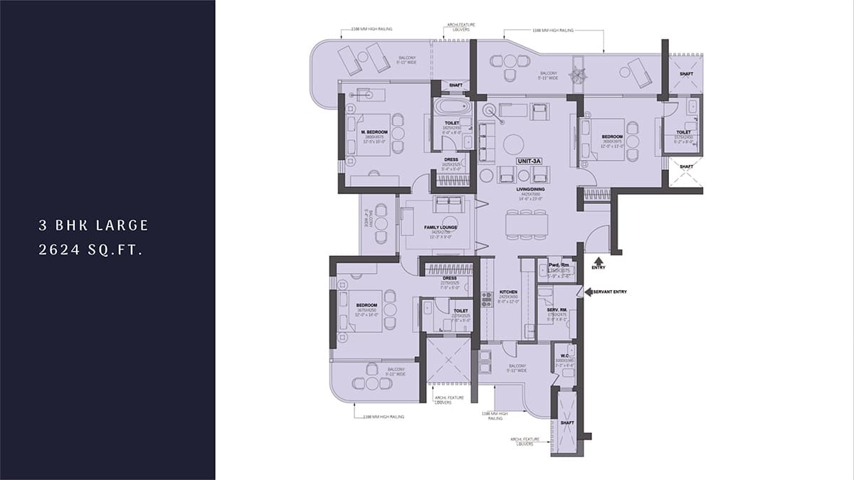 3 BHK floor plan
