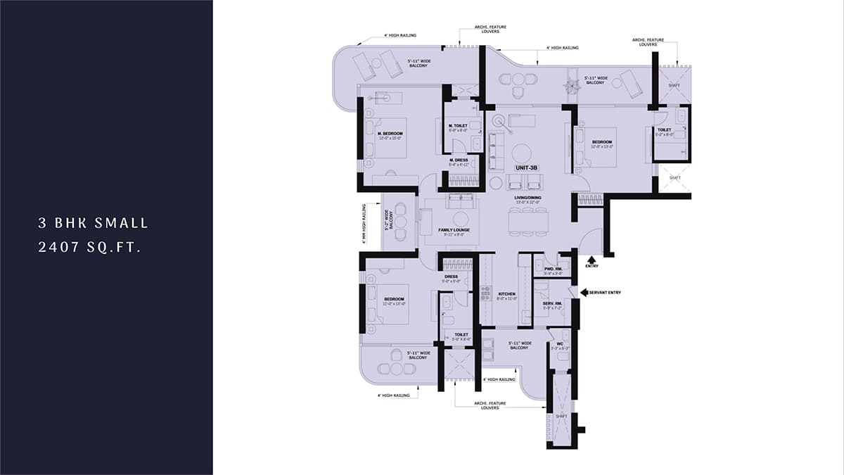 3 BHK floor plan
