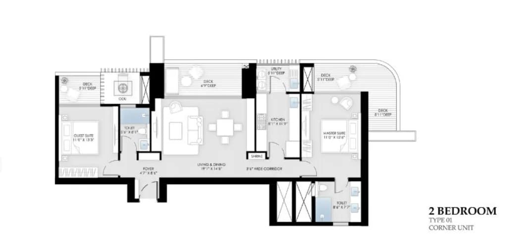 2 BHK floor plan