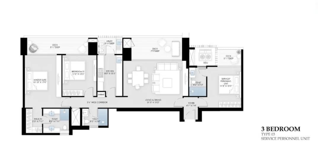 3 BHK floor plan
