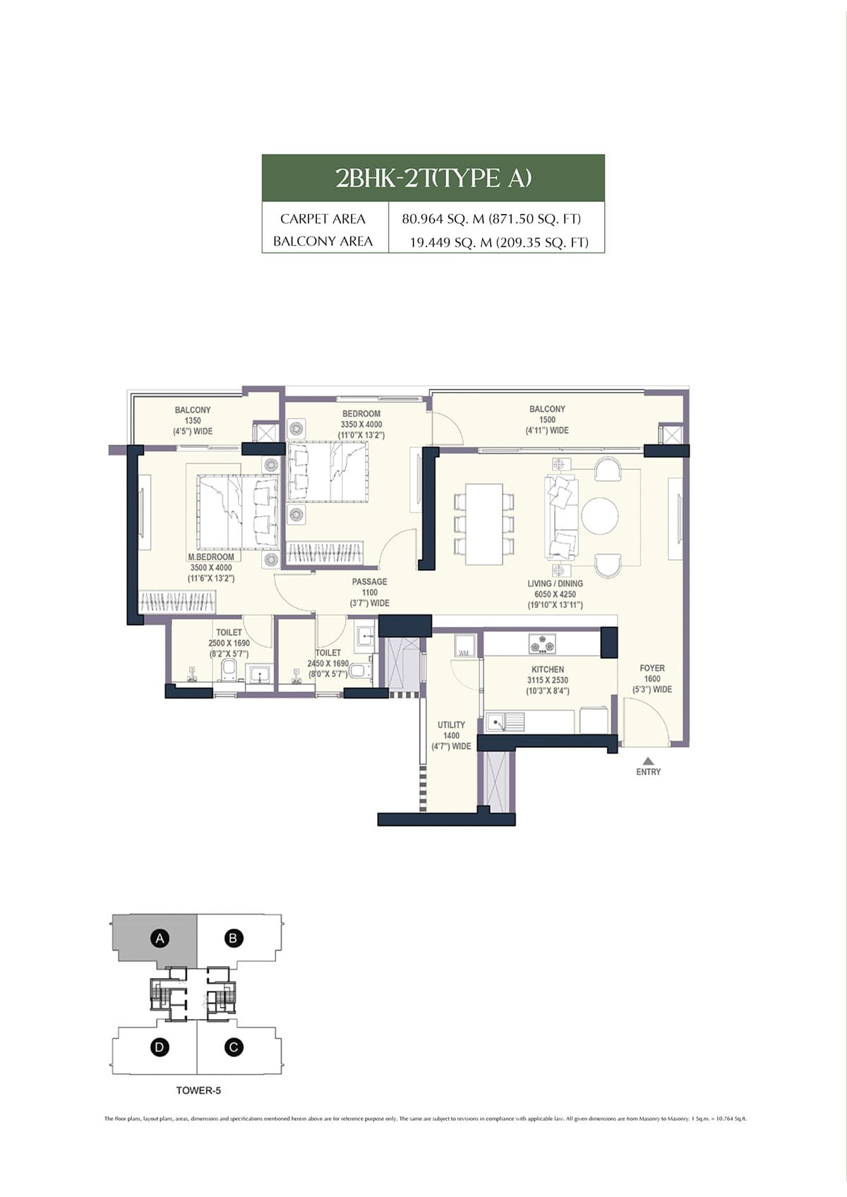2 BHK floor plan