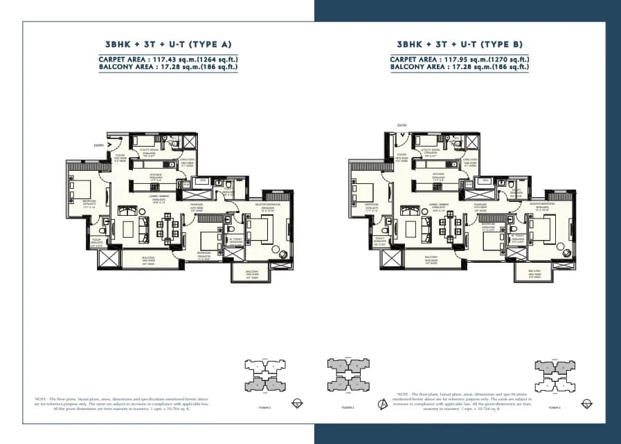 3 BHK floor plan