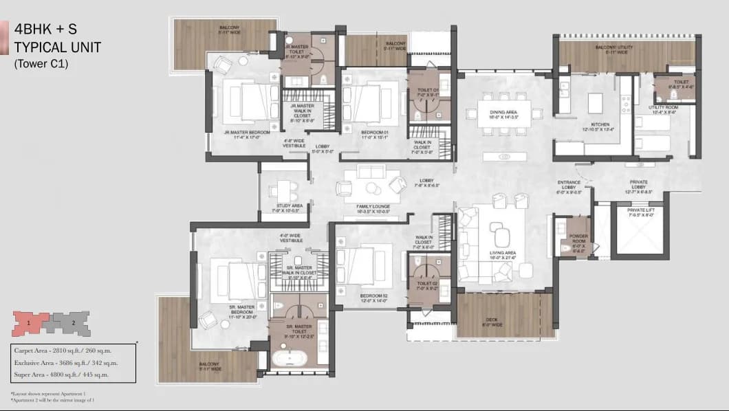 4 BHK floor plan