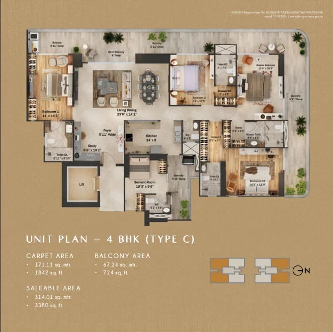 4 BHK floor plan