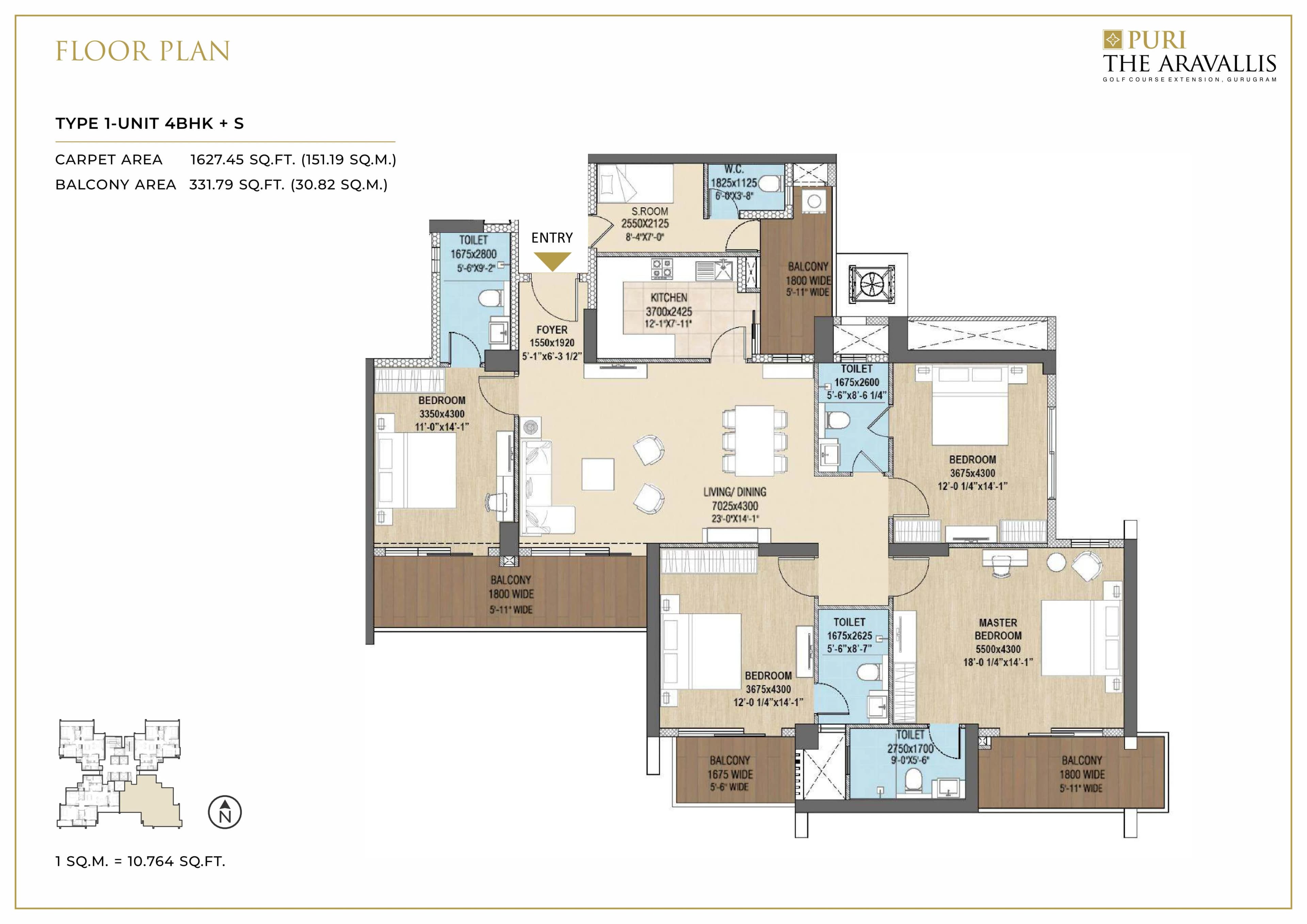 4 BHK floor plan