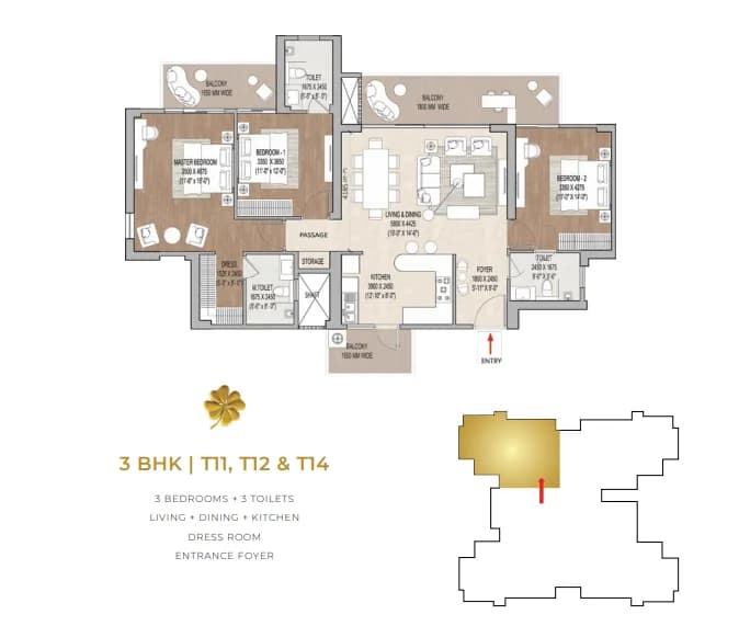 3 Bhk floor plan
