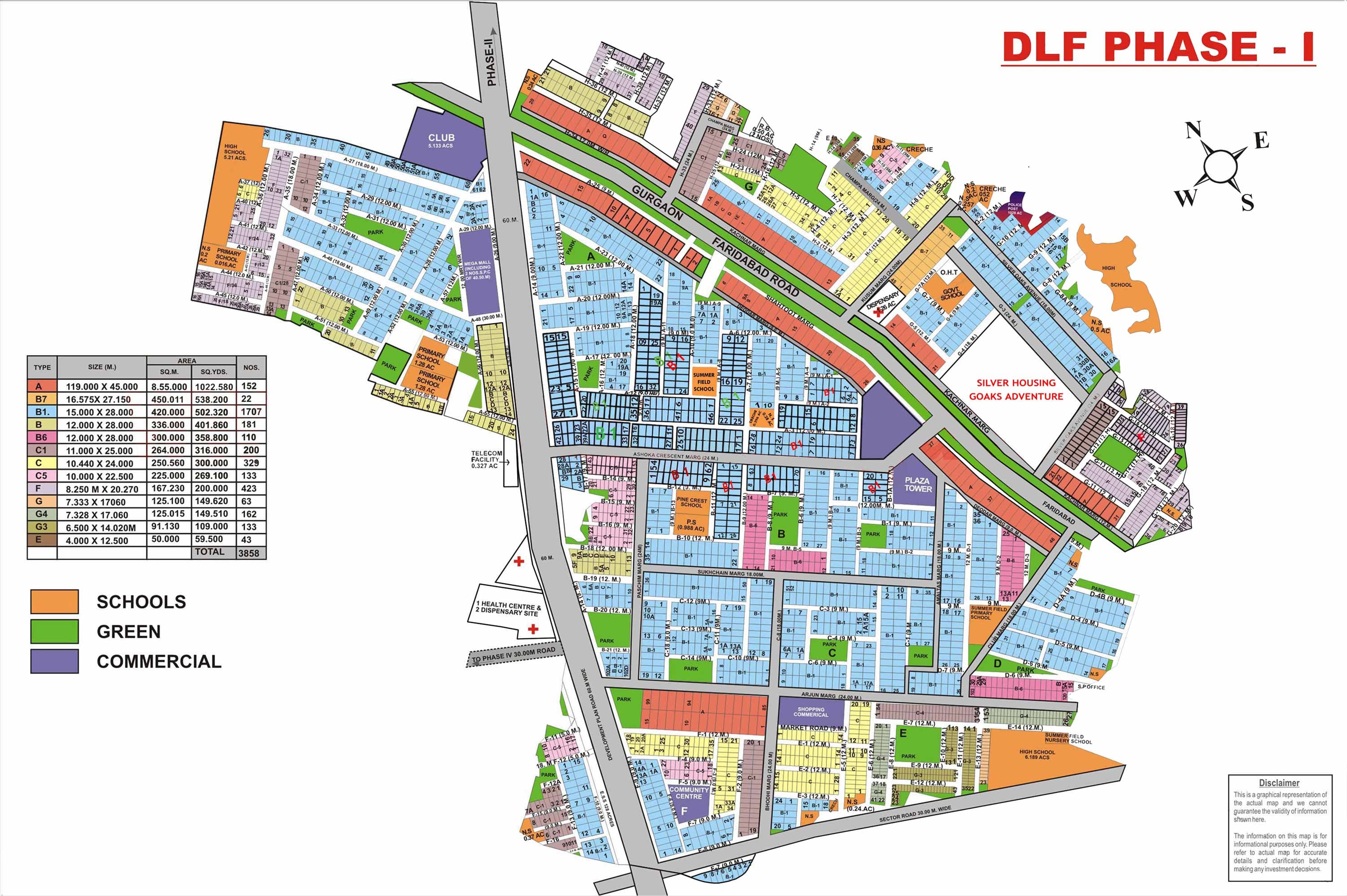 DLF Phase 1 sector map
