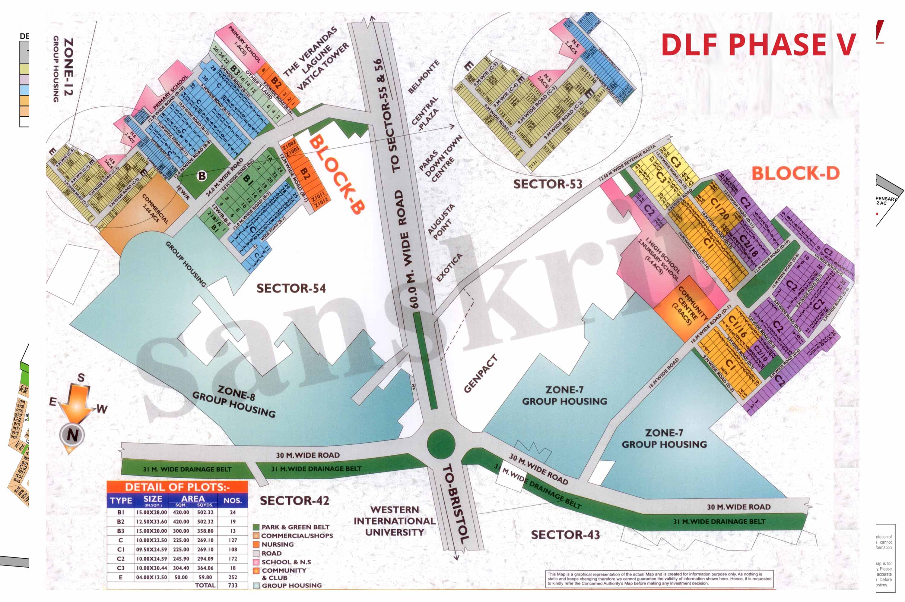DLF Phase 5 sector map