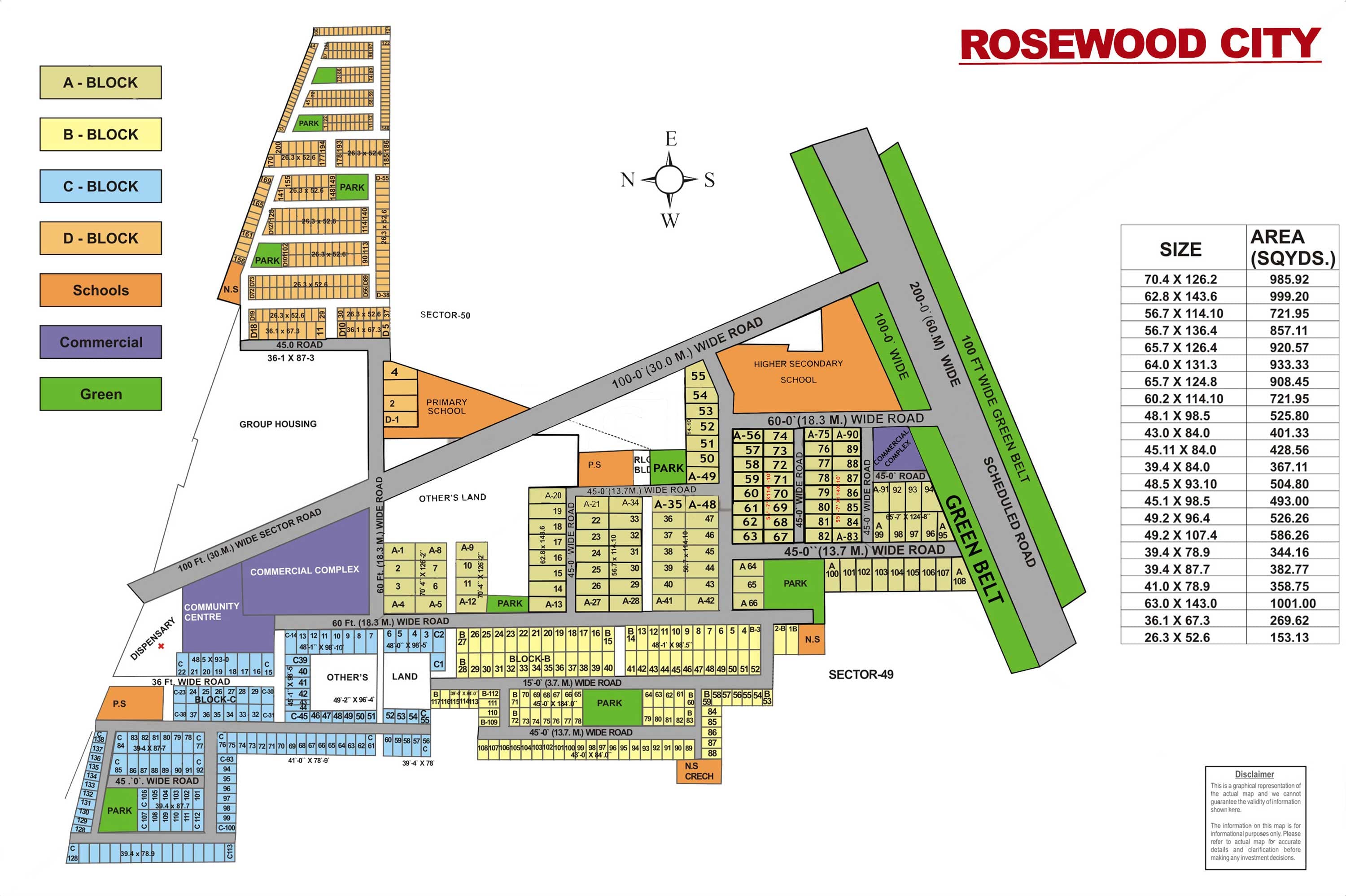 Rosewood City sector map