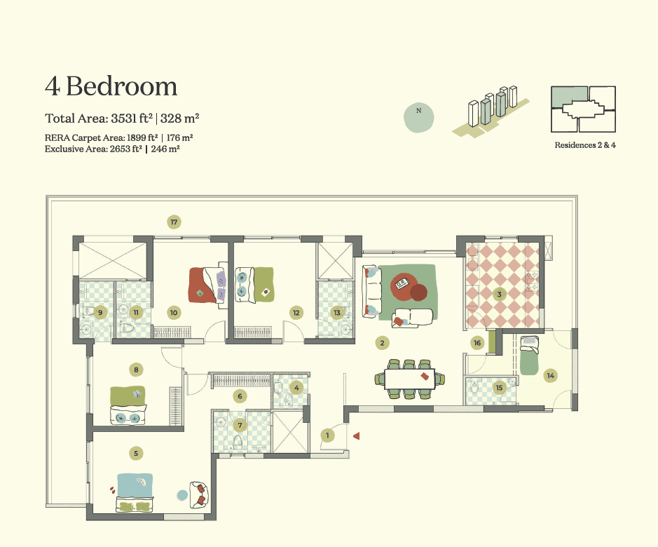 4 BHK floor plan