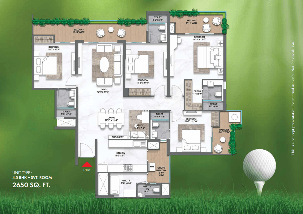 4.5 BHK + SVT. ROOM floor plan