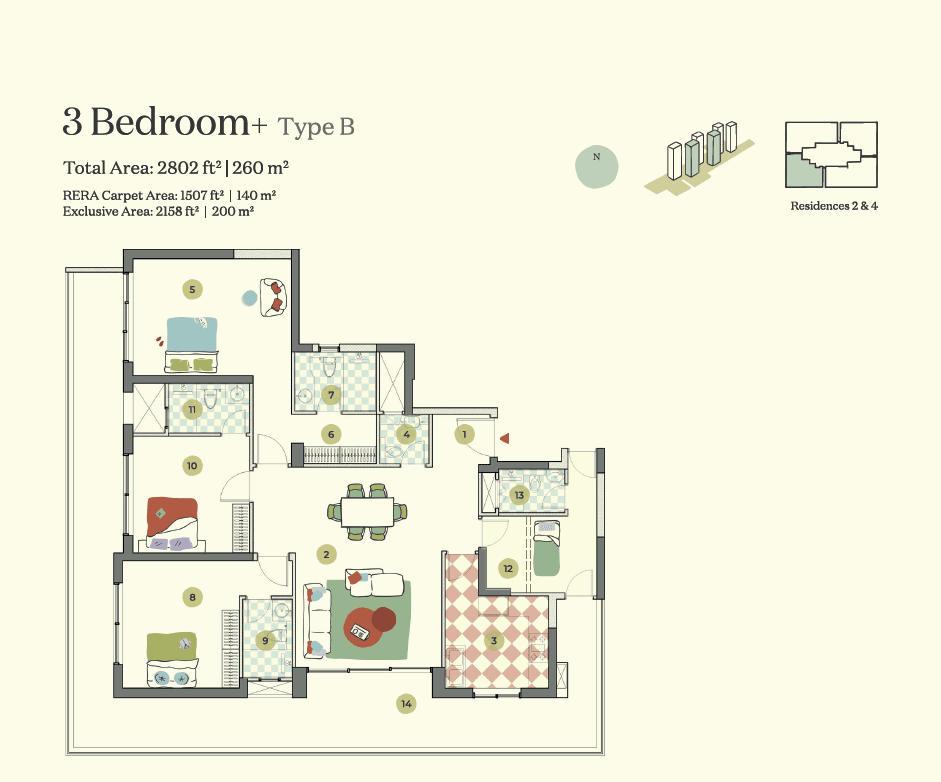 3 BHK floor plan