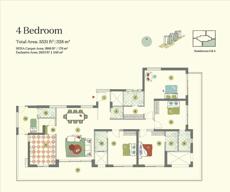4 BHK floor plan