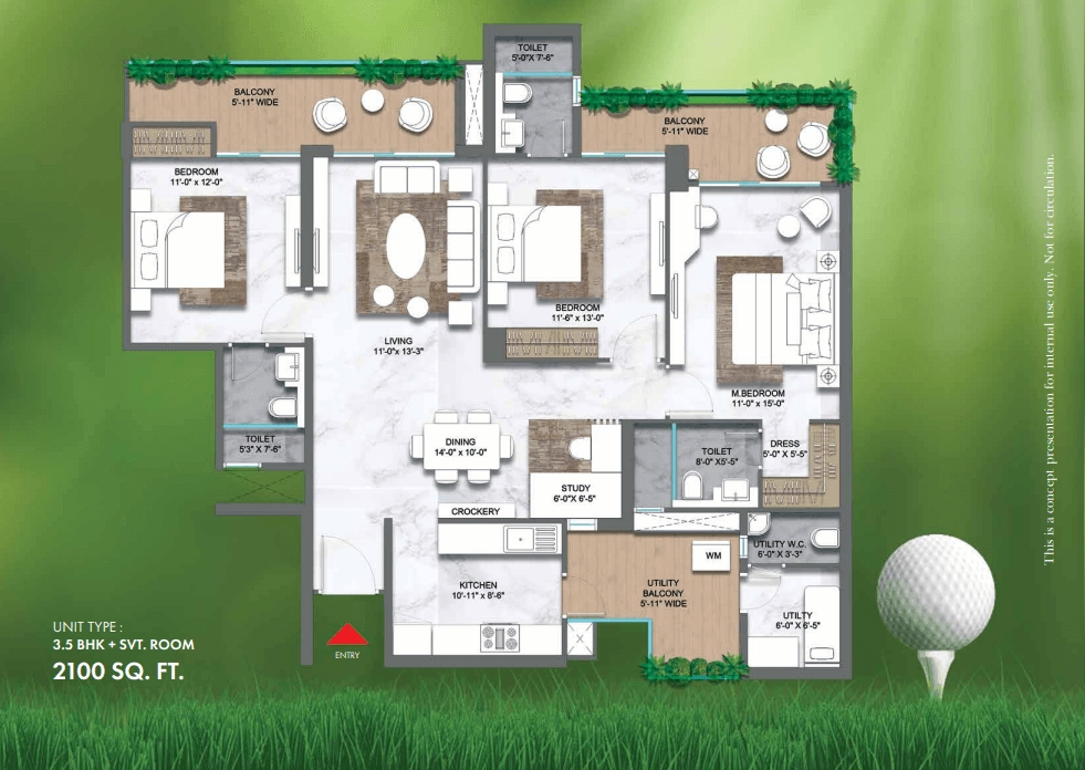 3.5 BHK + SVT. ROOM floor plan