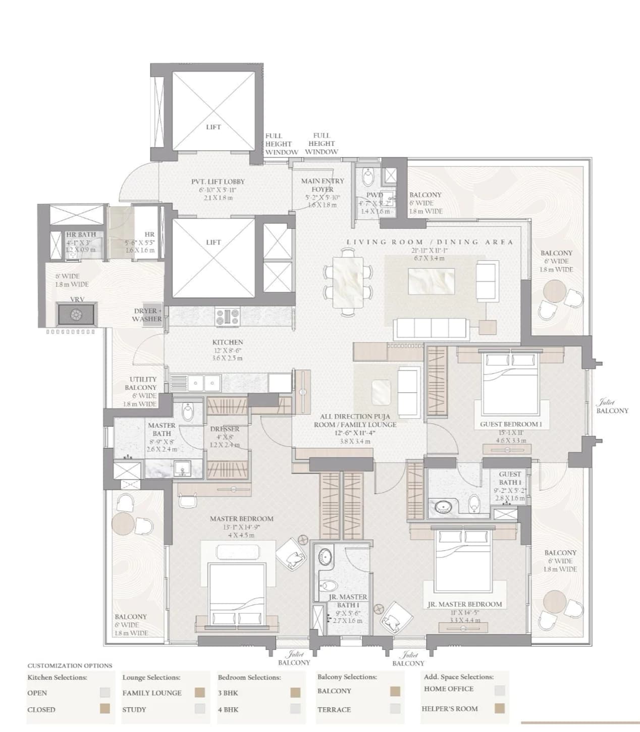 4 BHK floor plan