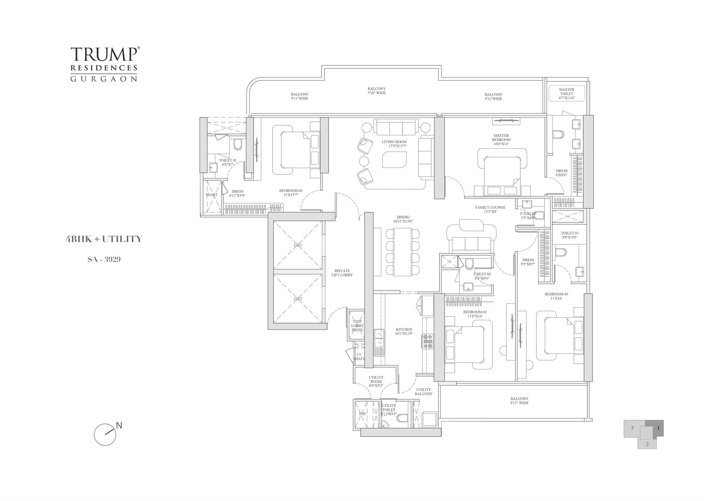 4 BHK floor plan