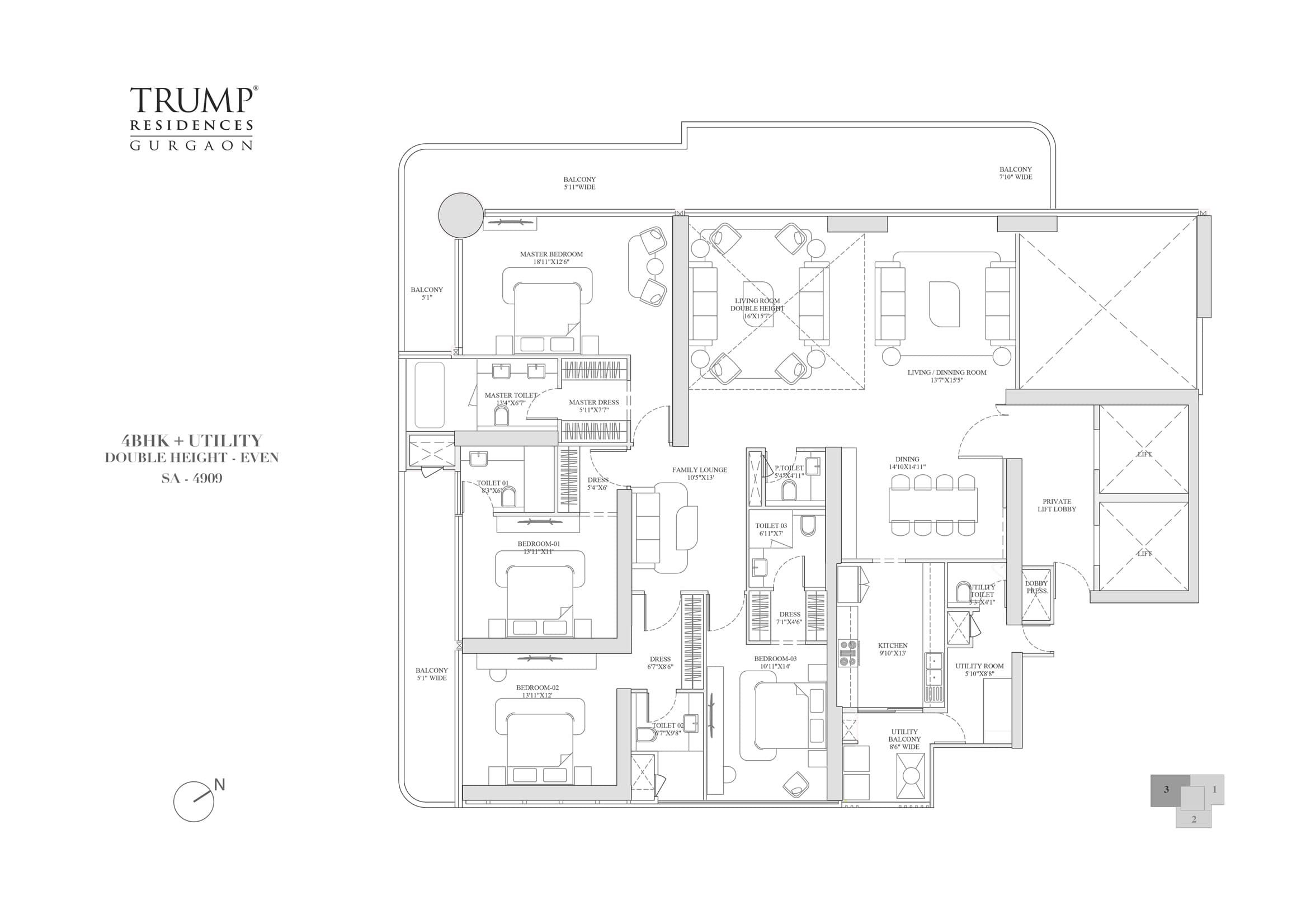 4 BHK floor plan