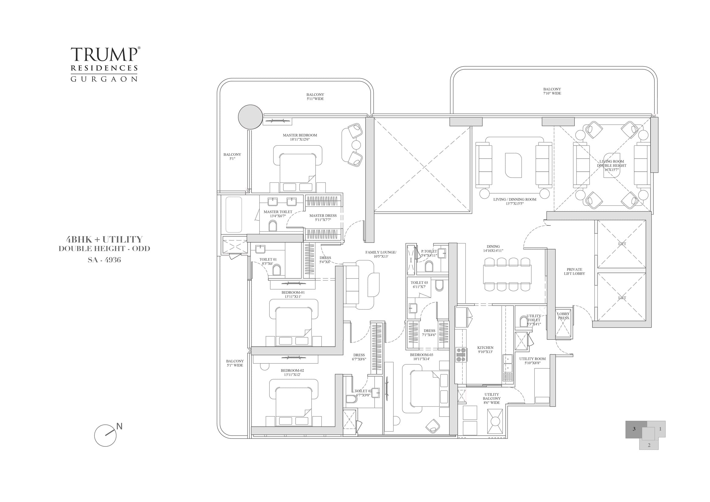 4 BHK floor plan