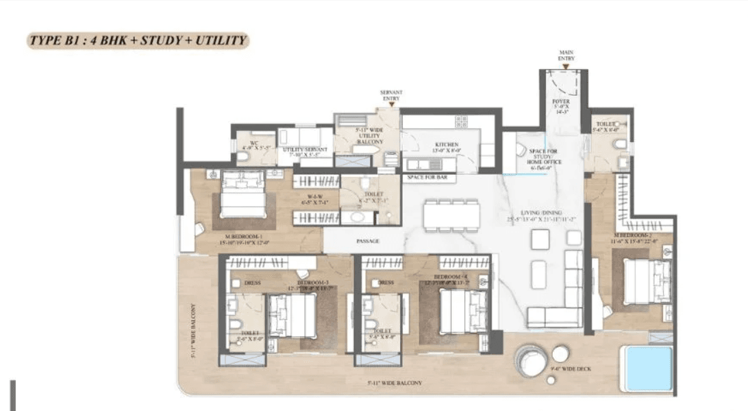 4 BHK floor plan