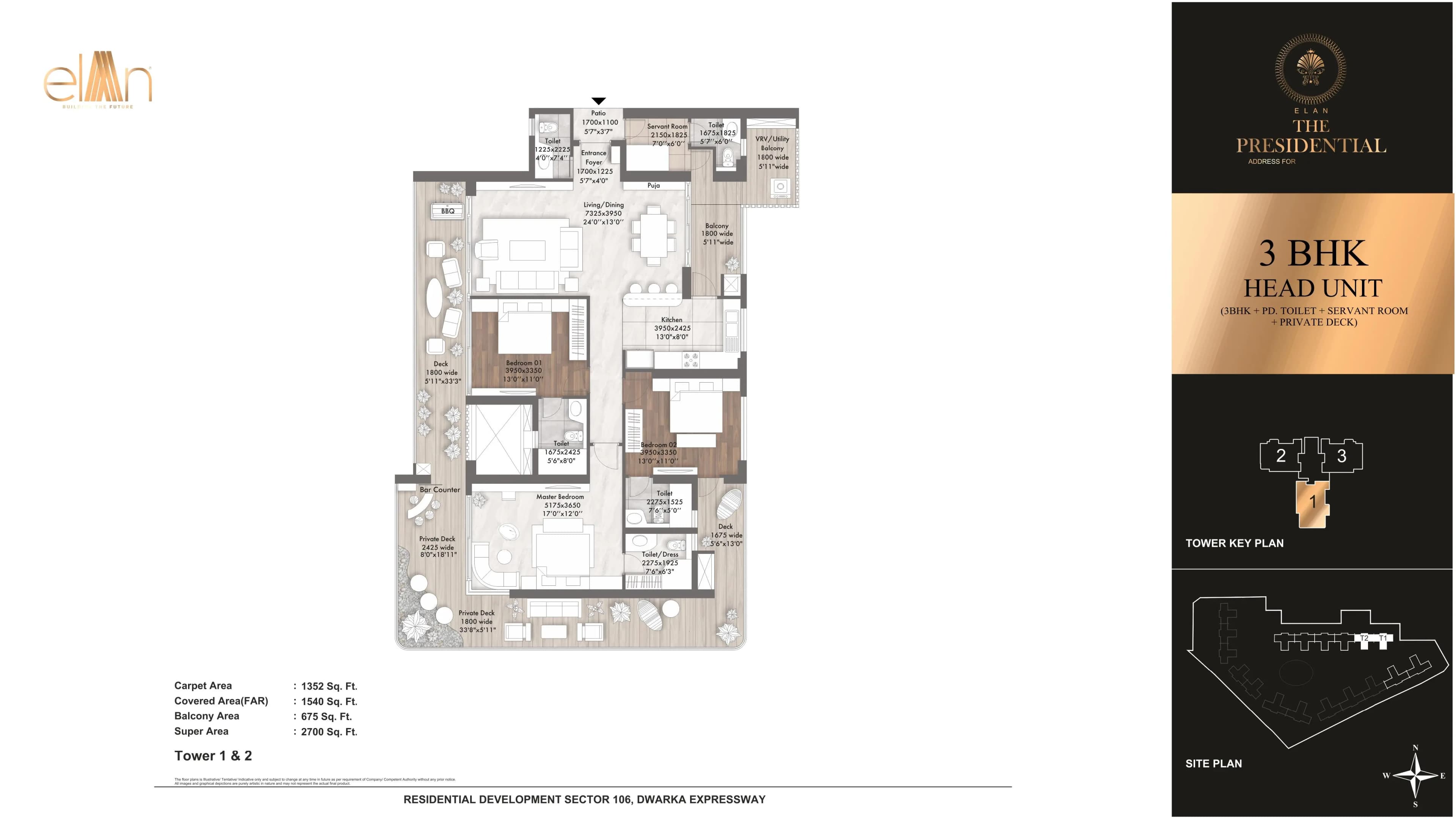 3 BHK floor plan