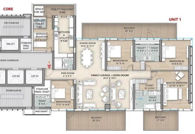 4 BHK floor plan