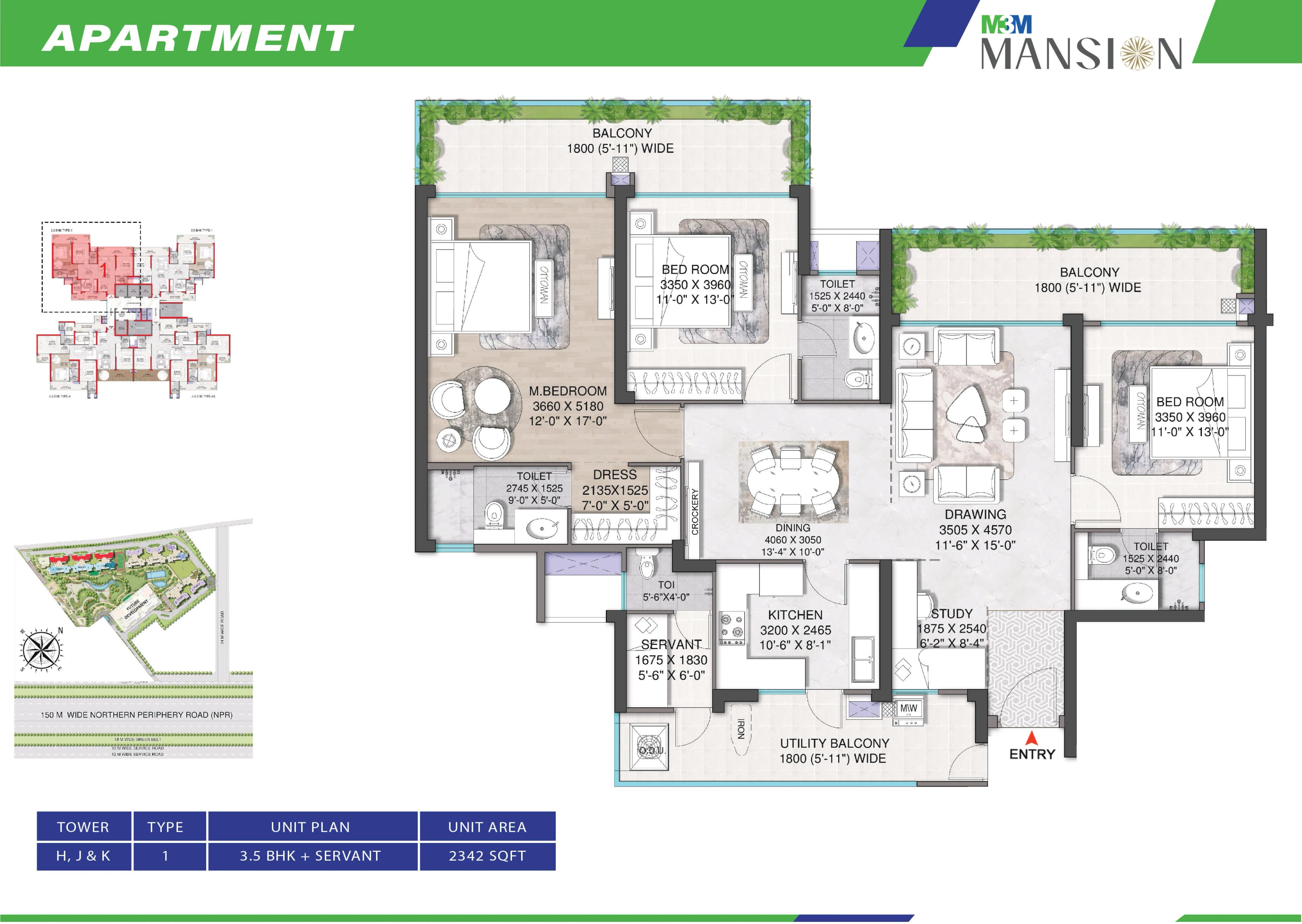 3 BHK floor plan