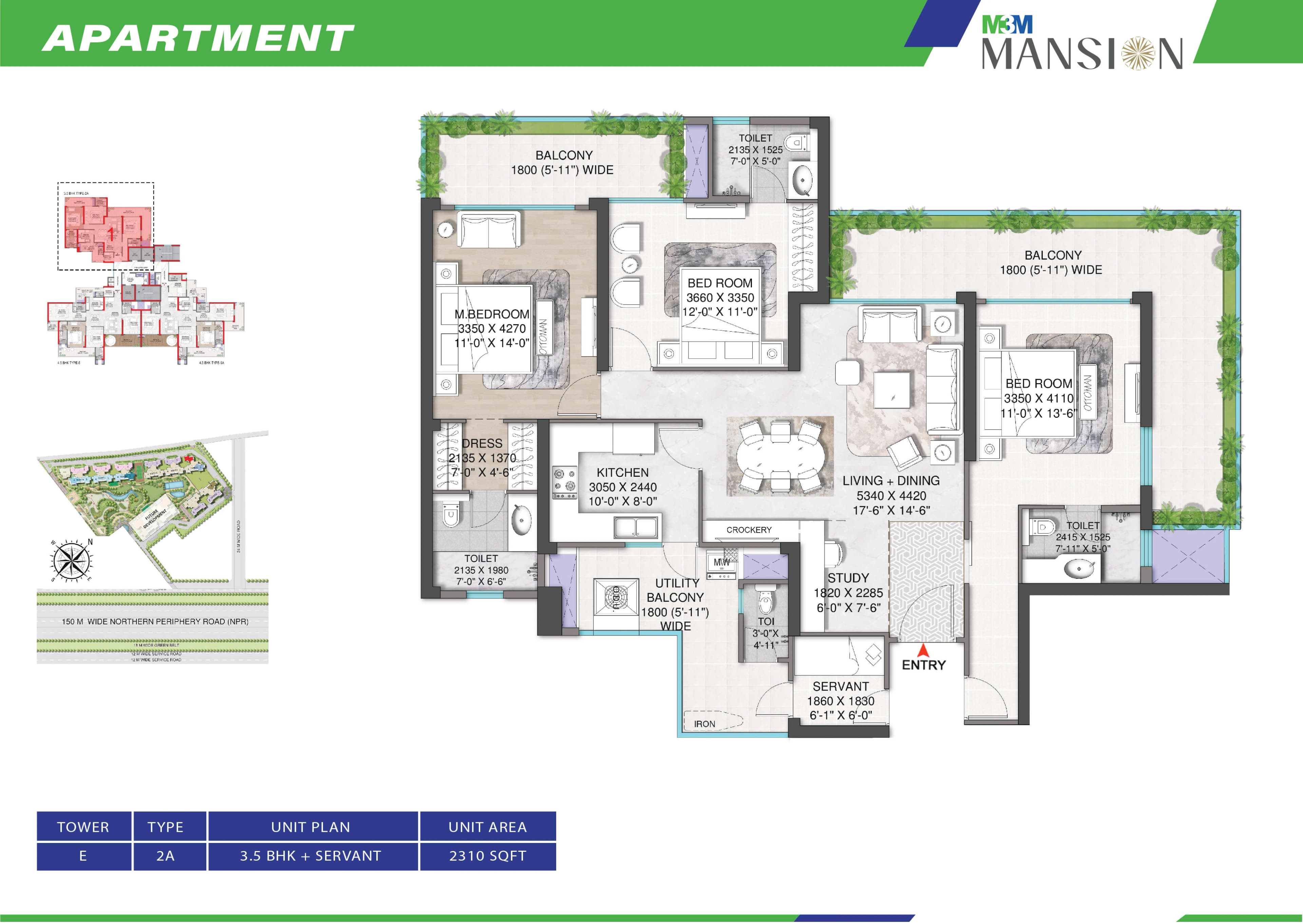 3 BHK floor plan