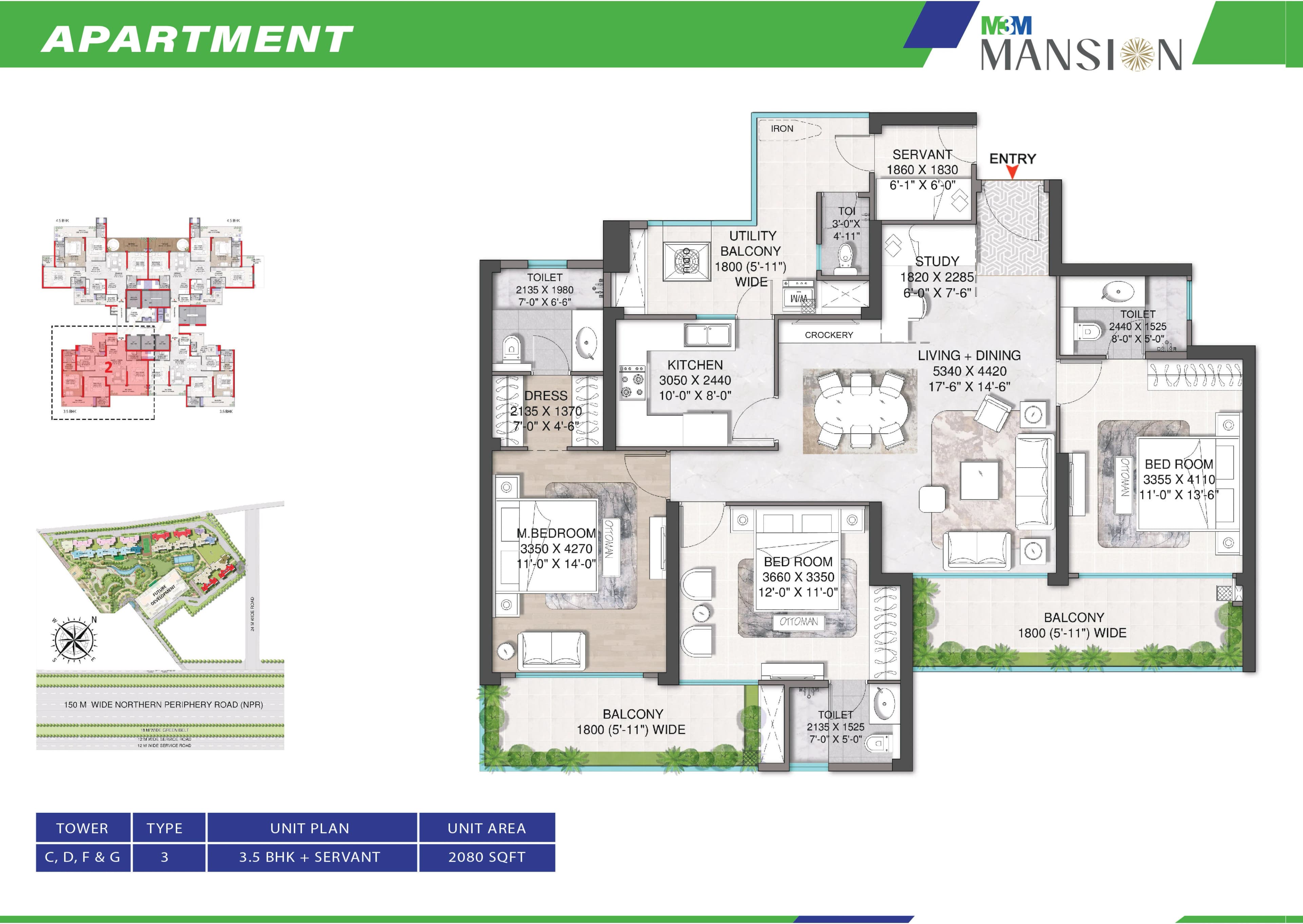 3 BHK floor plan