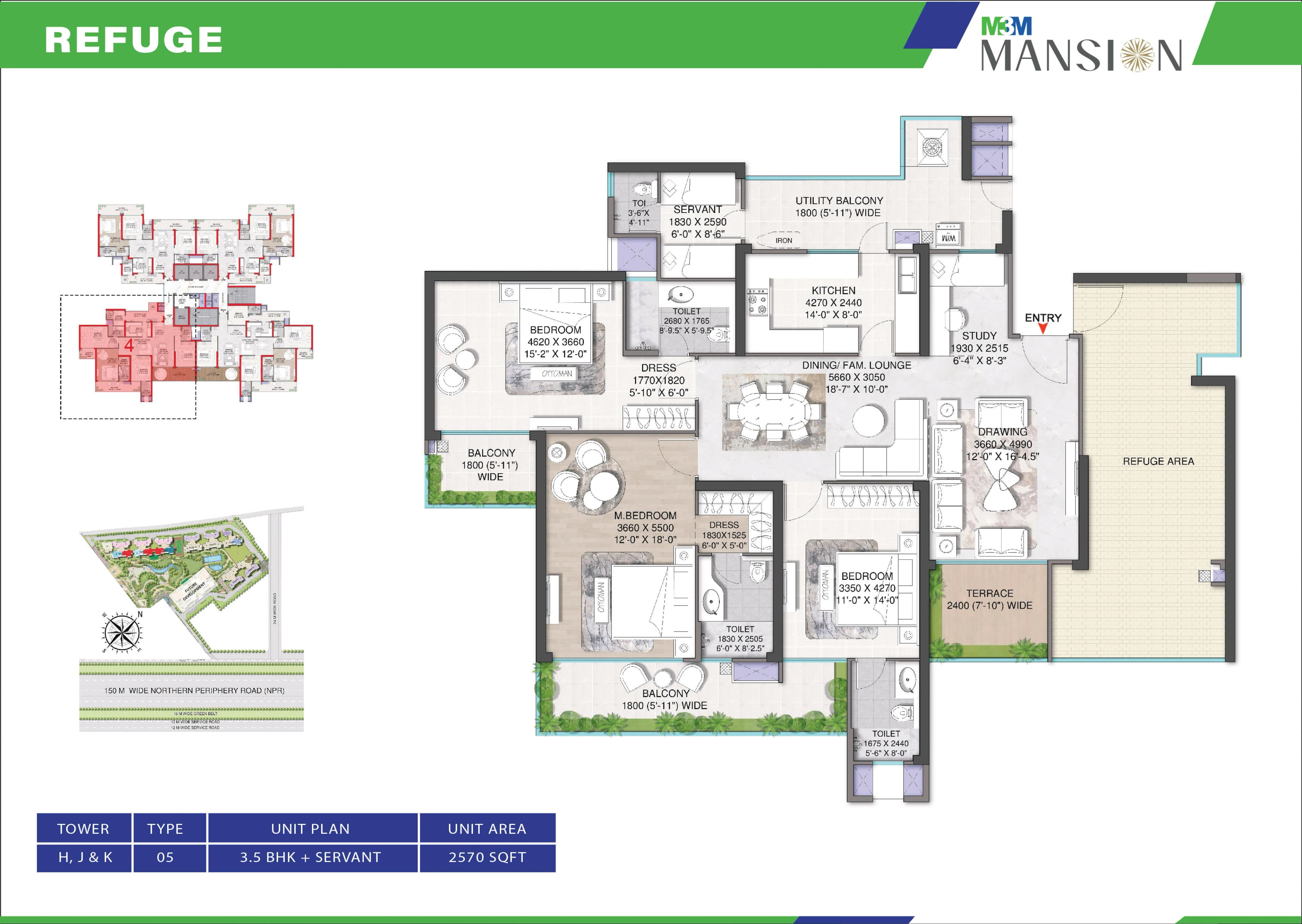 3 BHK floor plan
