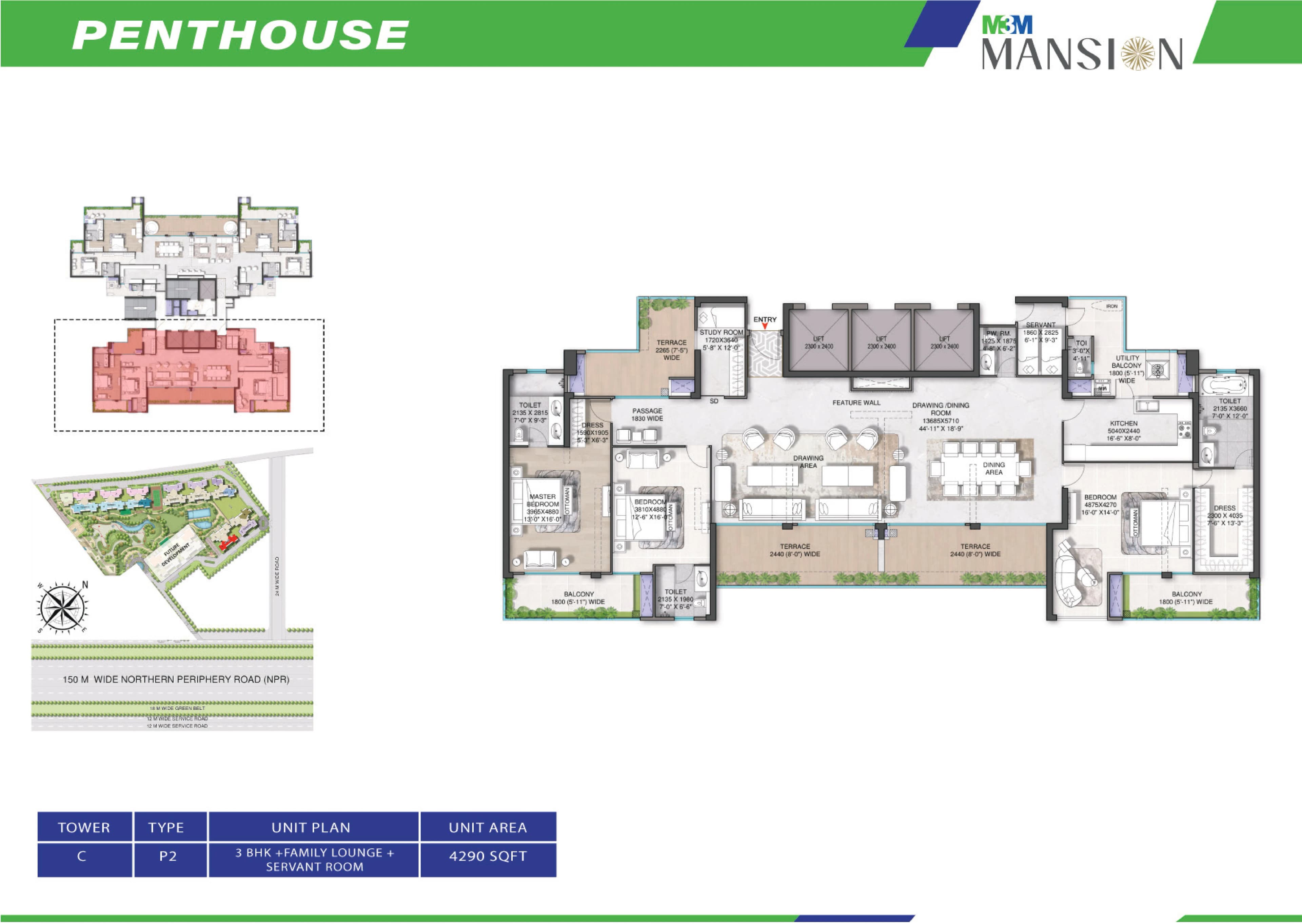 3 BHK floor plan
