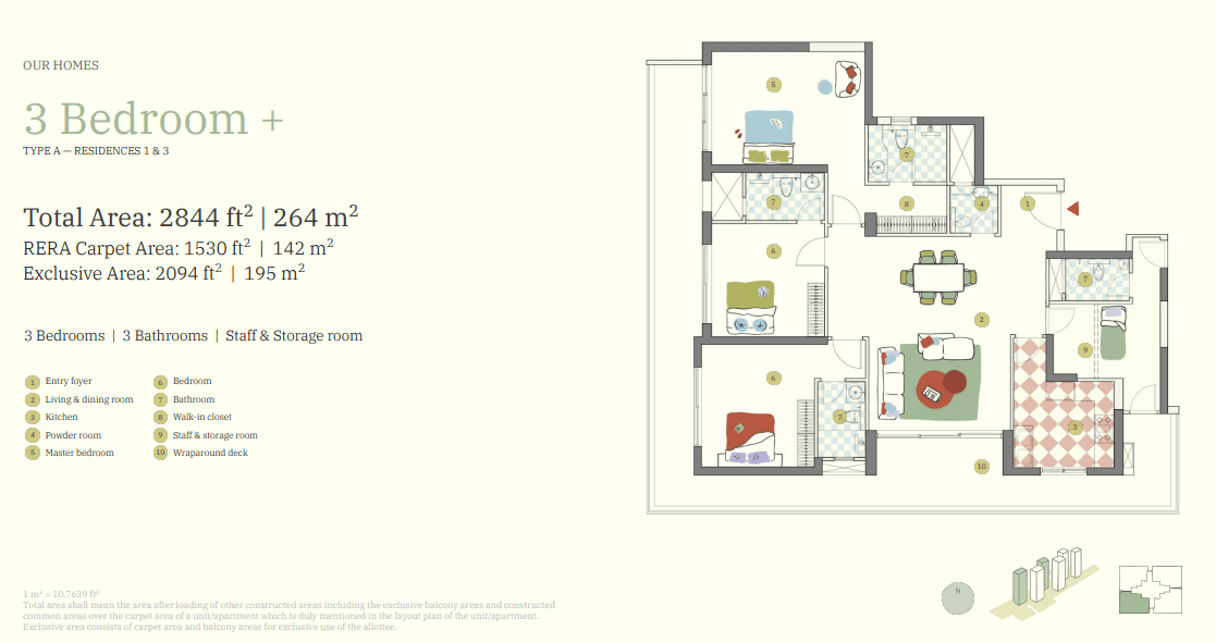 3 BHK floor plan