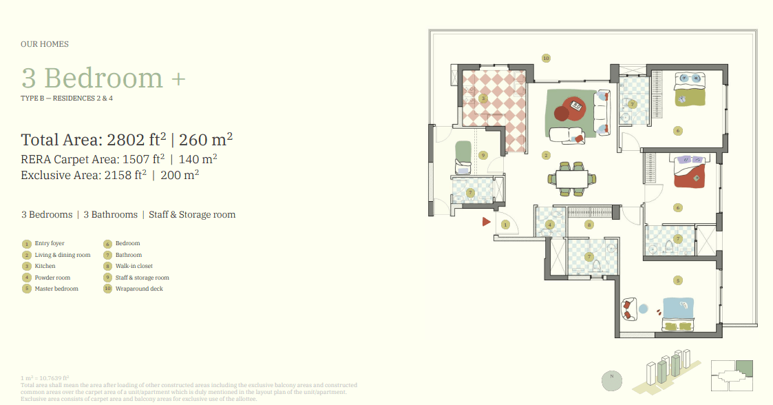 3 BHK floor plan