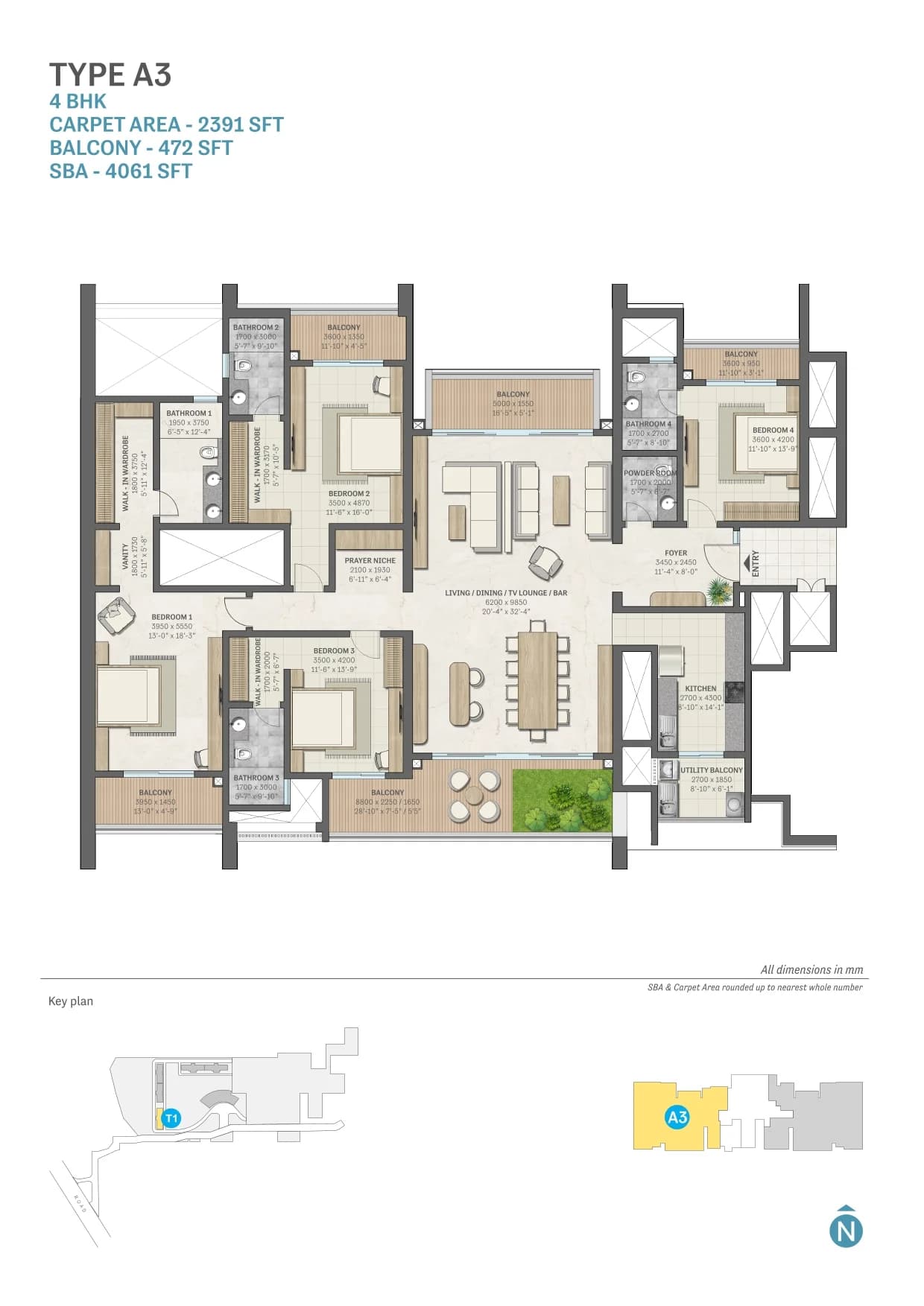 4 BHK floor plan