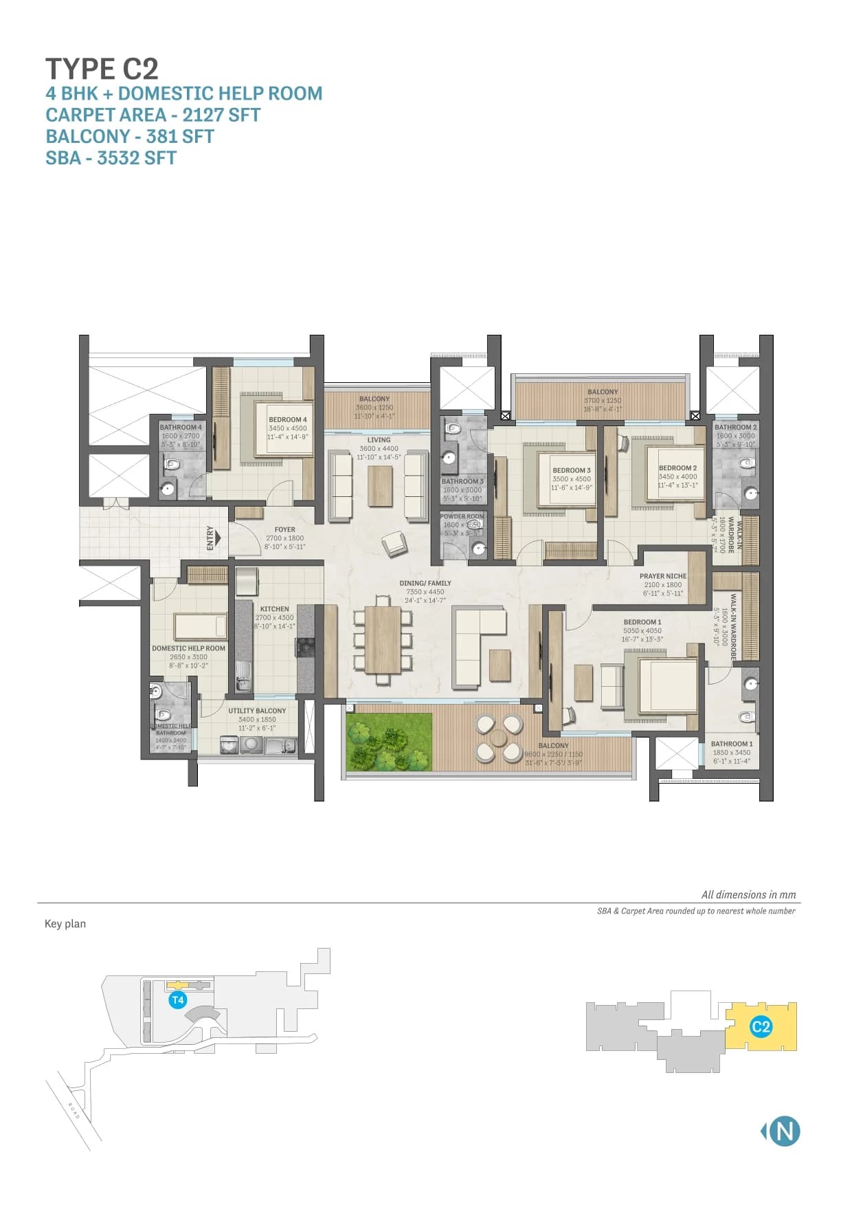 4 BHK floor plan
