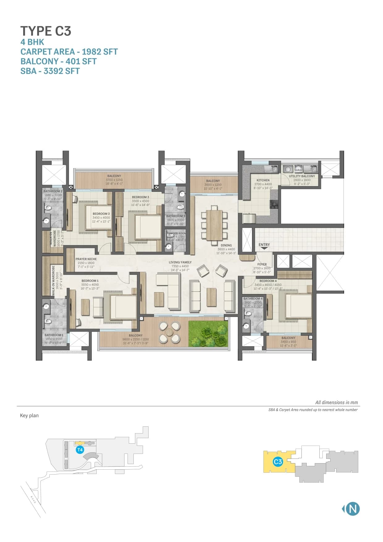 4 BHK floor plan