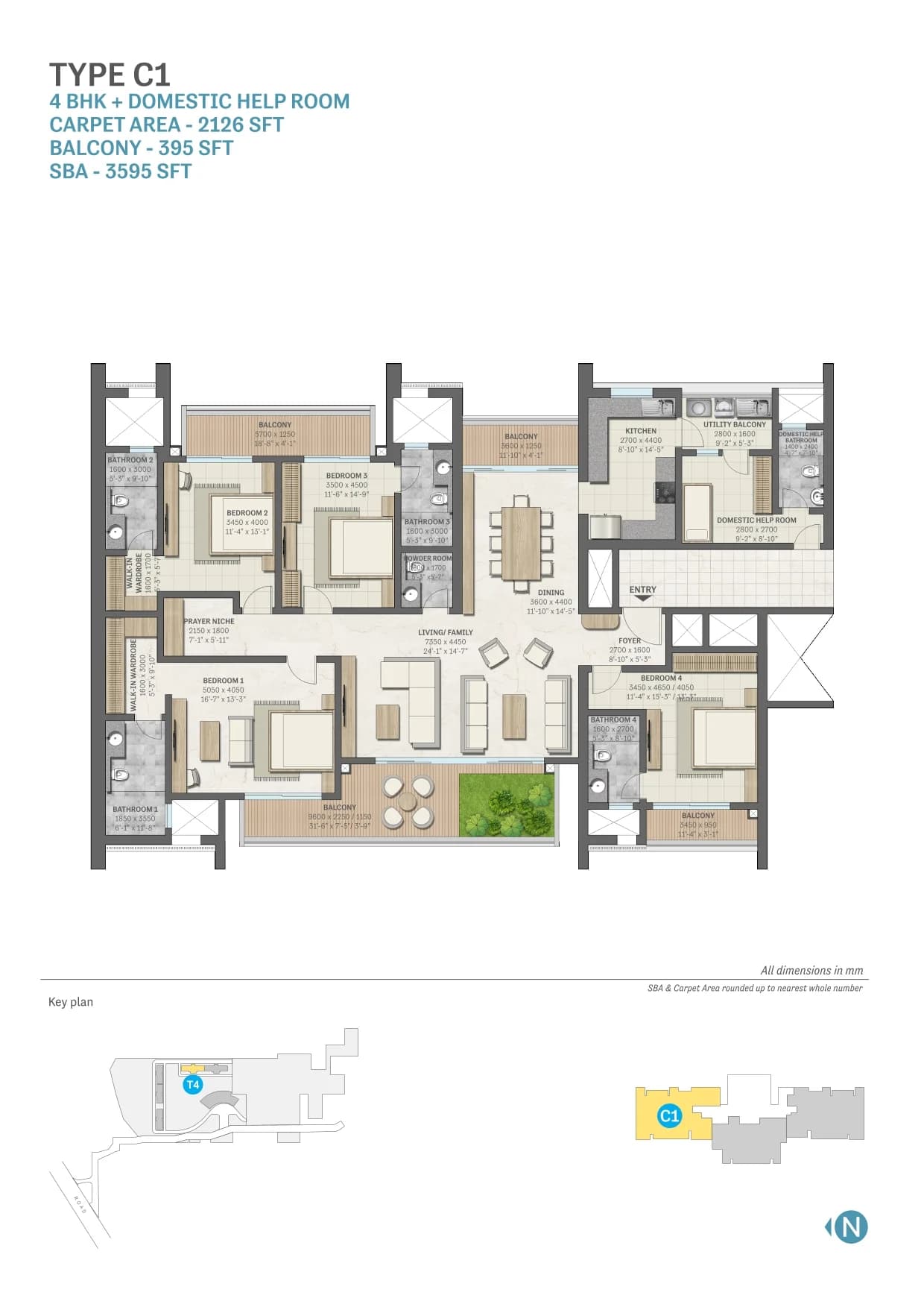 4 BHK floor plan