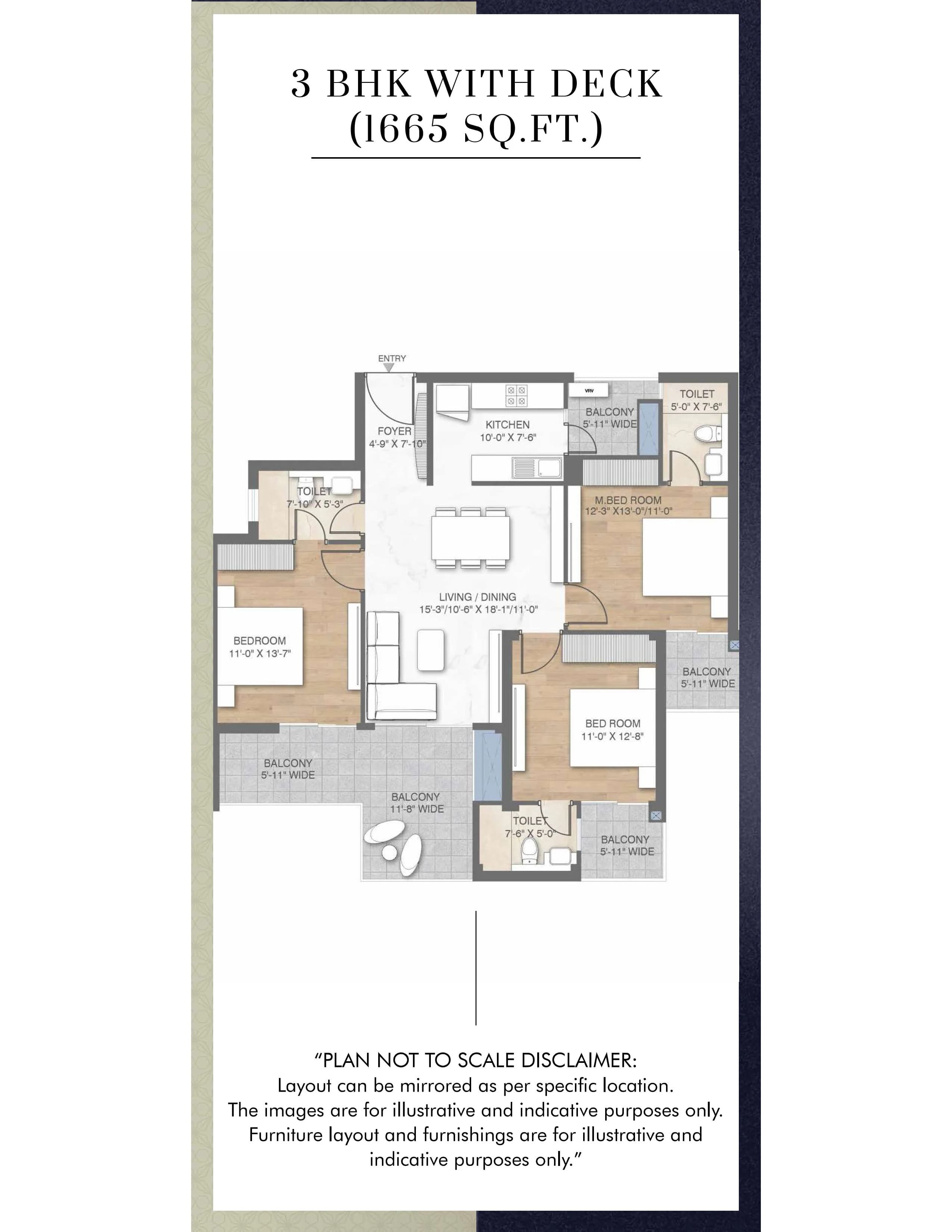 3 BHK floor plan