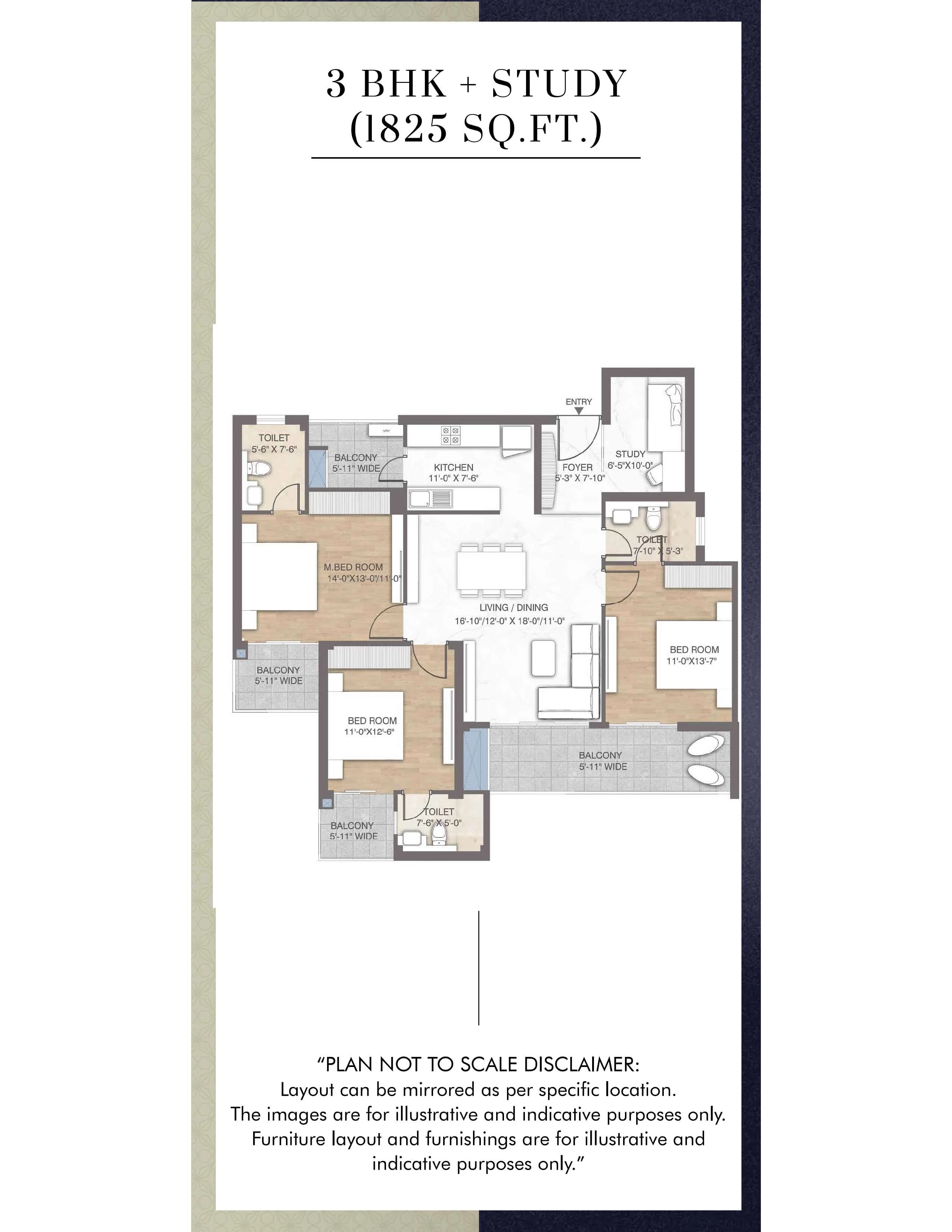 3 BHK floor plan