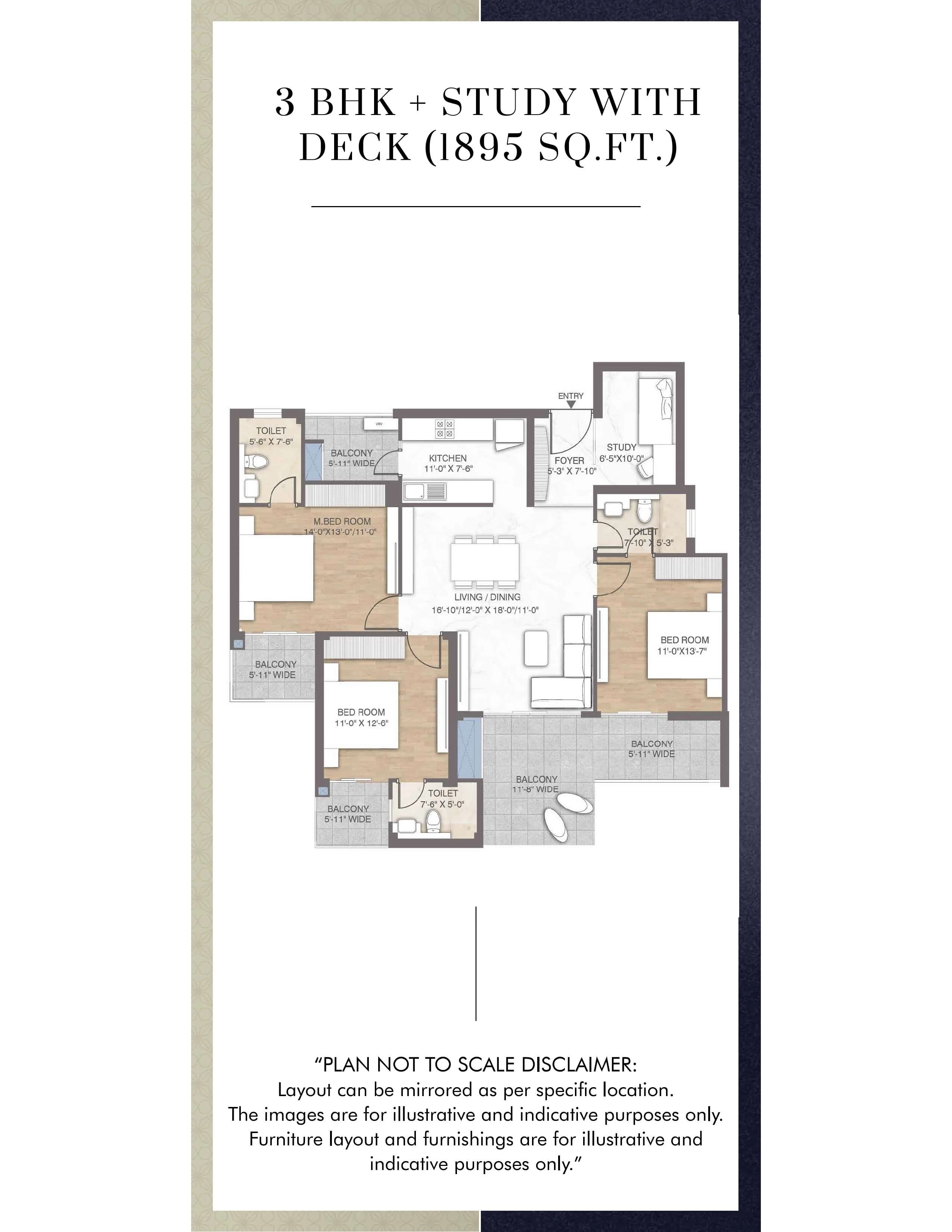 3 BHK floor plan