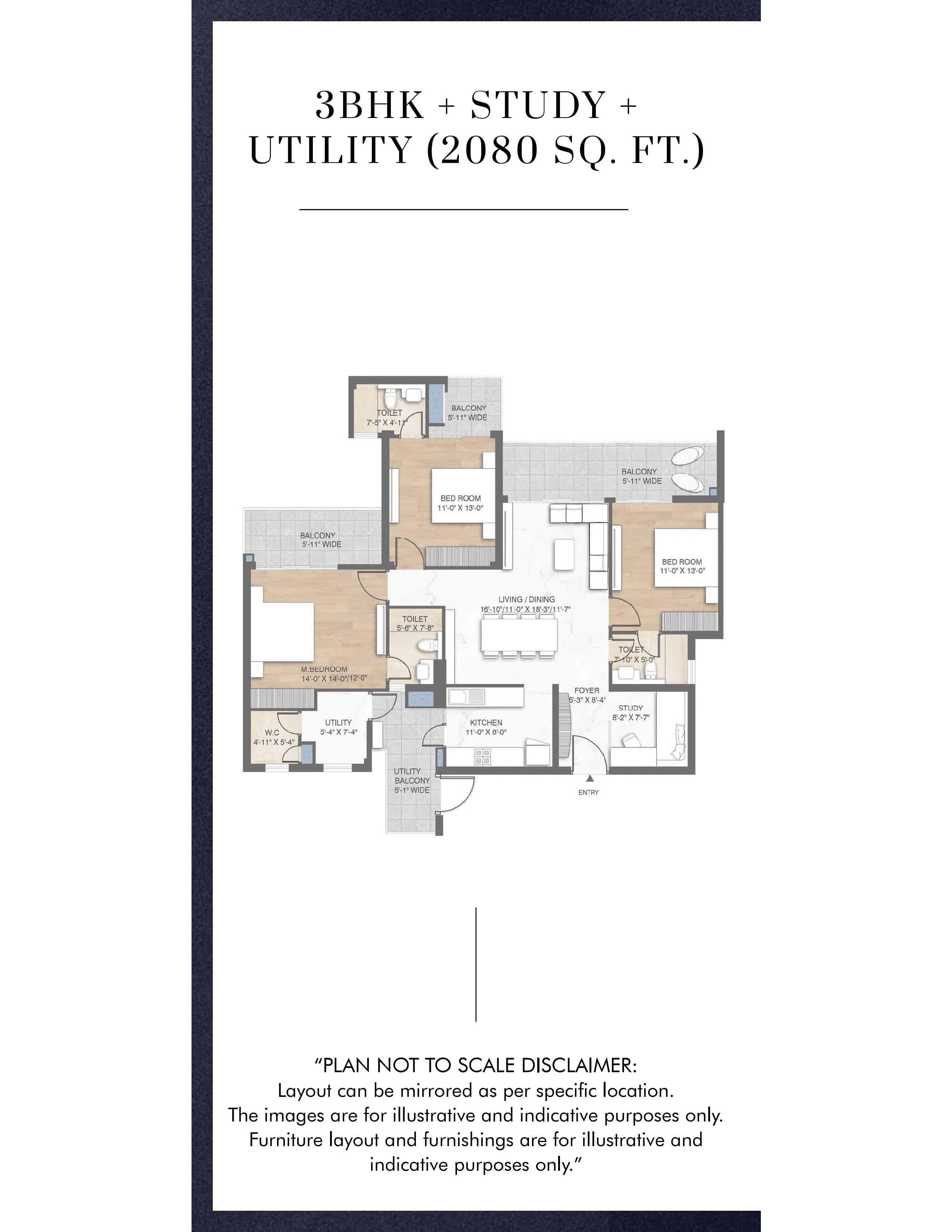 3 BHK floor plan