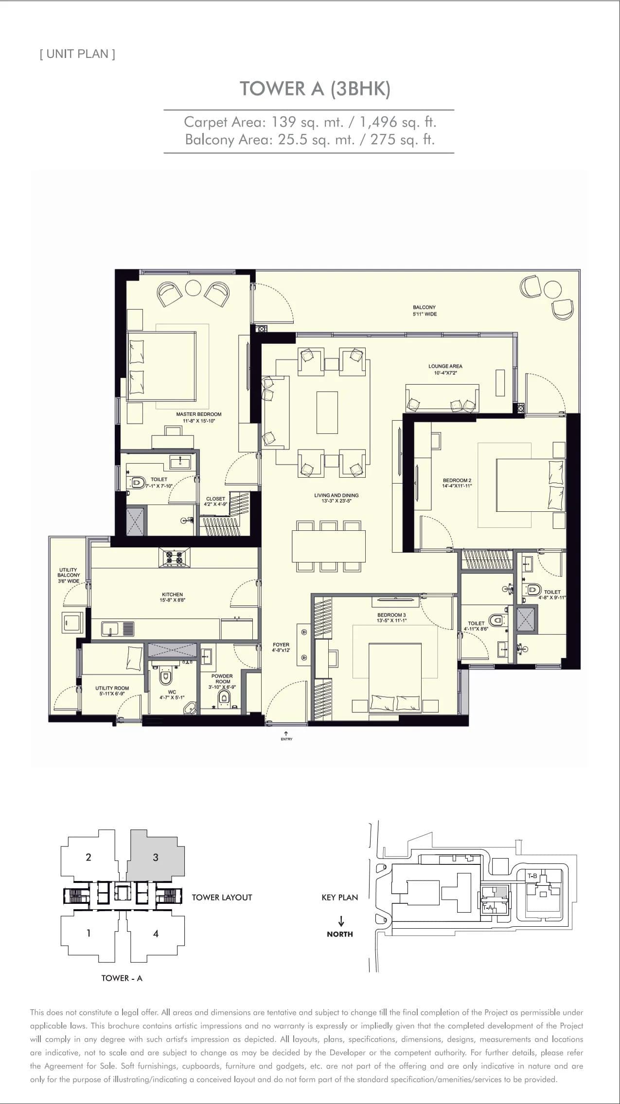 3 BHK floor plan