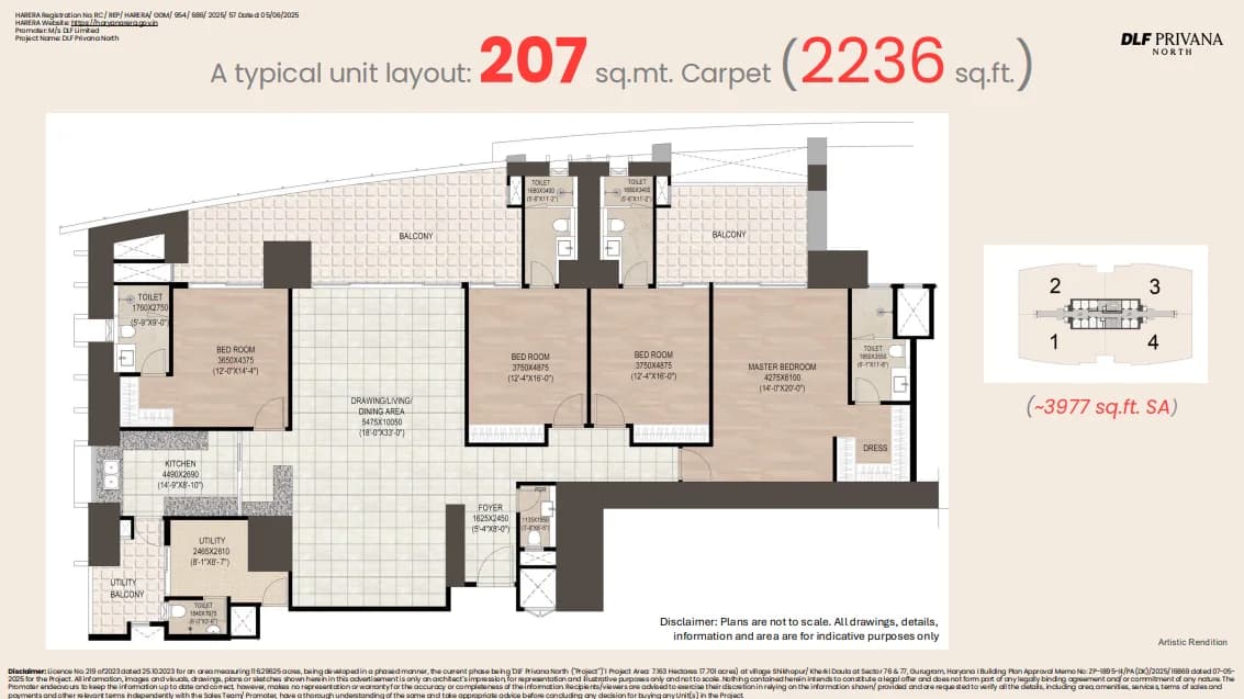 4 BHK floor plan