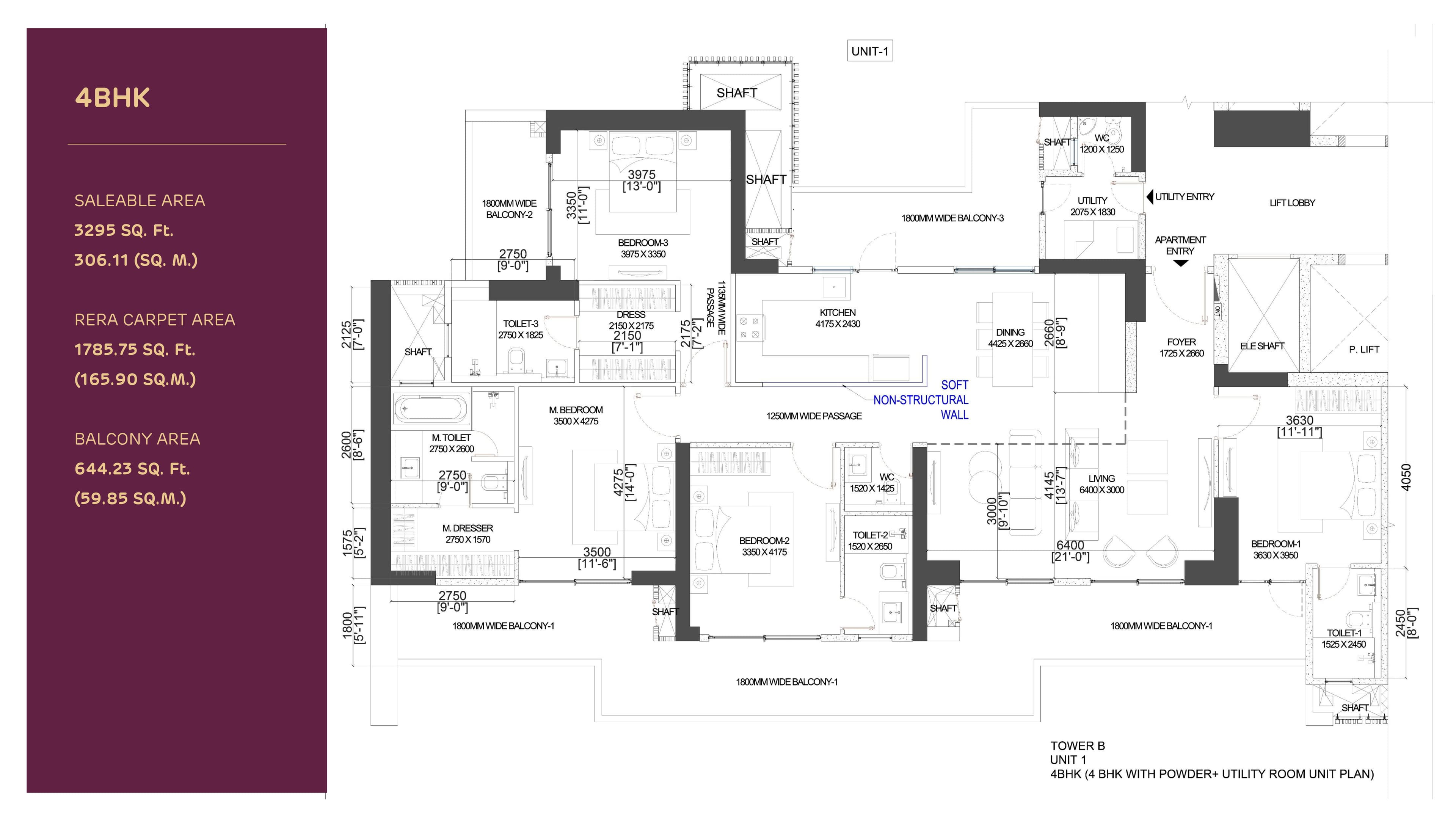 4BHK floor plan