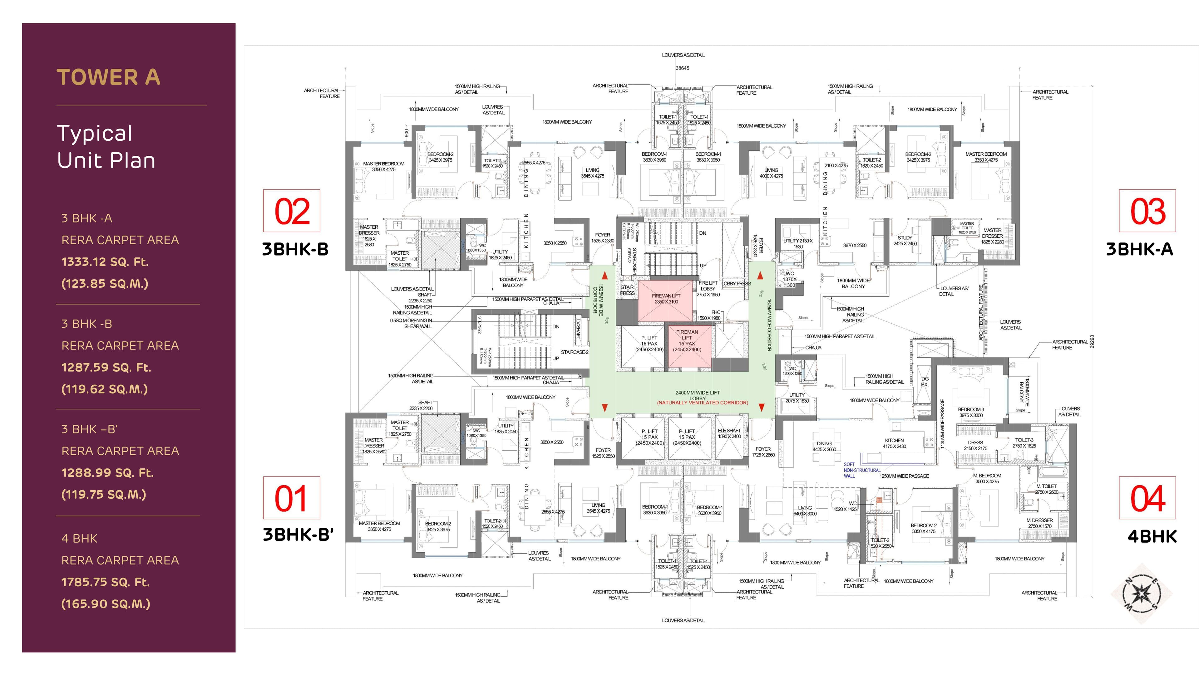 Tower A floor plan